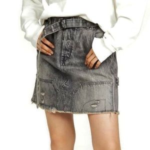 NEW BEN TAVERNITI UNRAVEL PROJECT DISTRESSED DENIM SKIRT